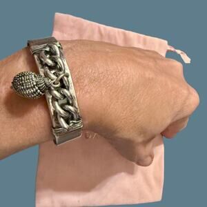 Dannijo Shylo Seashell Charm Silver Tone Cuff Bracelet